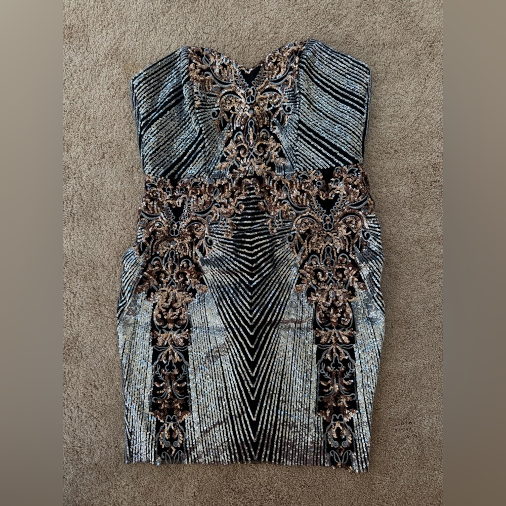 Elegant Black and Gold Embroidered Dress